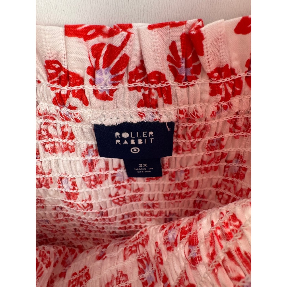 Roller Rabbit Target Red Floral Smocked Tank Top 3X Convertible Tube Top AM-973 - Picture 3 of 6